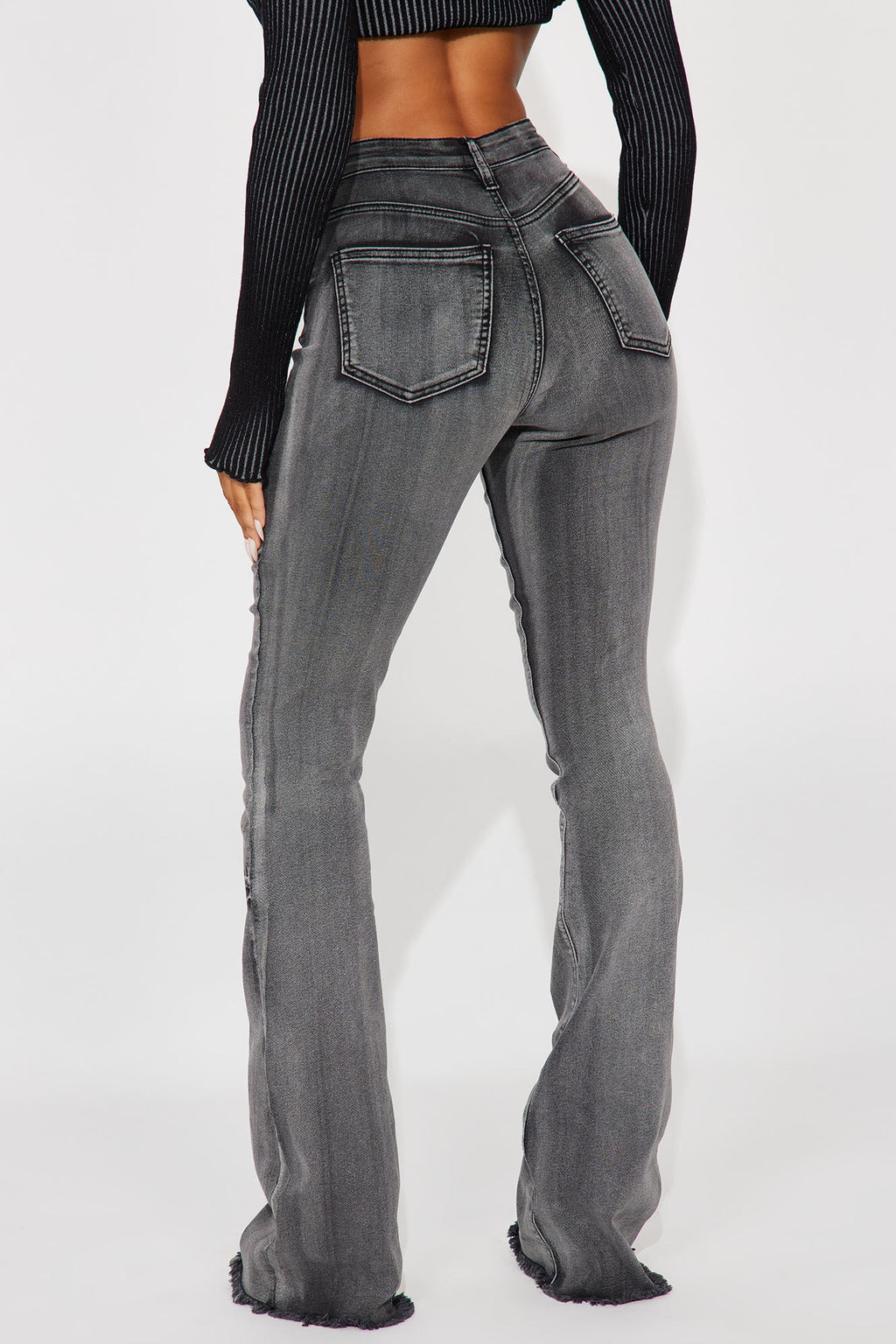 Tall Highest Stakes Stretch Flare Jeans - Black Wash