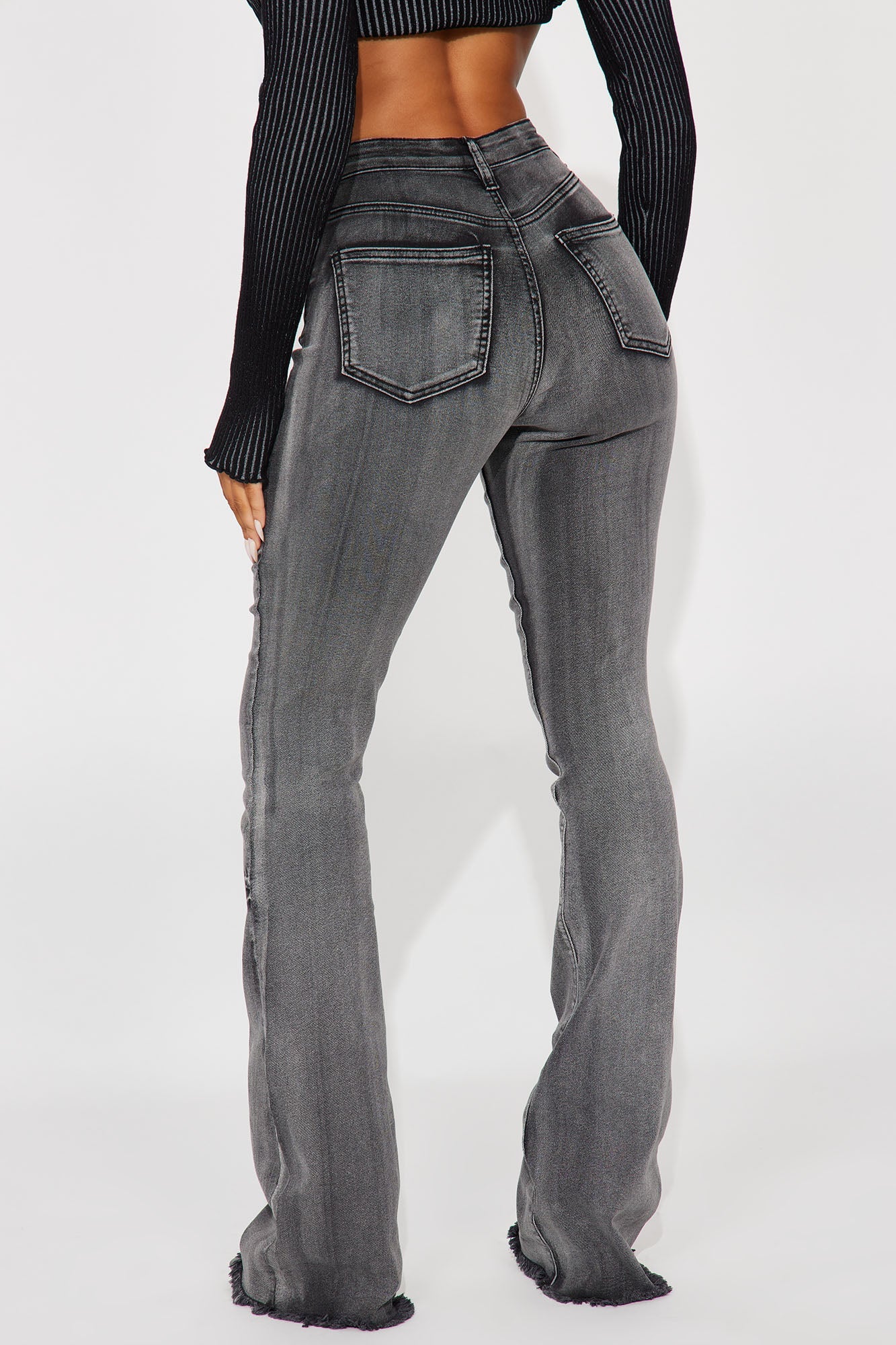 Tall Highest Stakes Stretch Flare Jeans - Black Wash