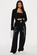 Burnout Babe Fleece Pant Set - Black
