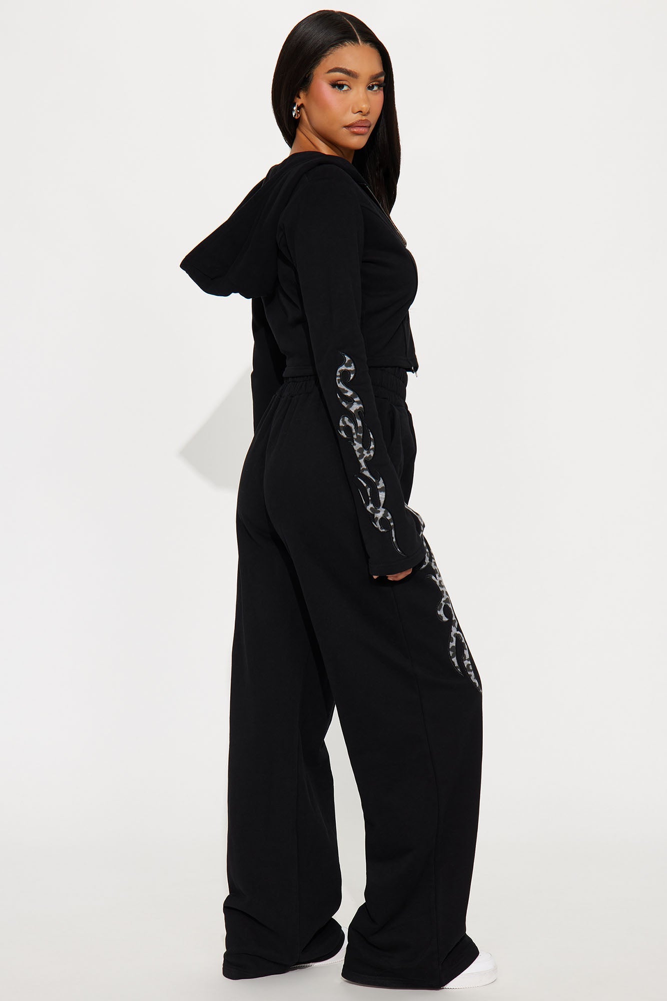Burnout Babe Fleece Pant Set - Black
