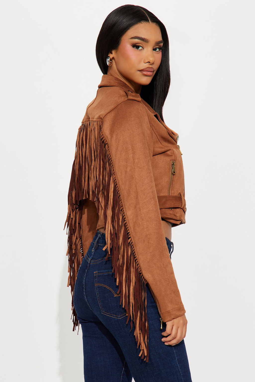 Wild West Connection Fringe Moto Jacket - Camel