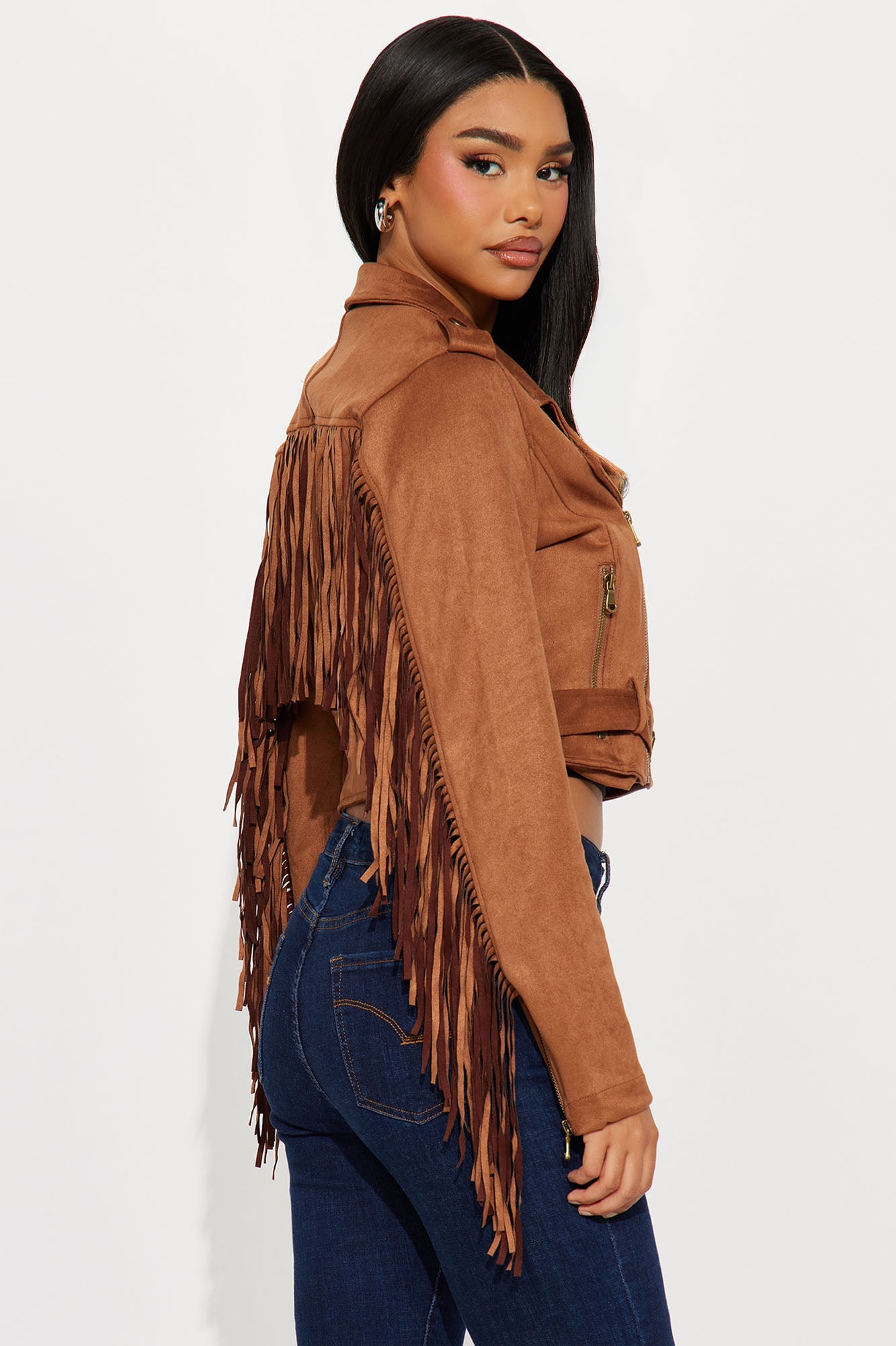 Wild West Connection Fringe Moto Jacket - Camel