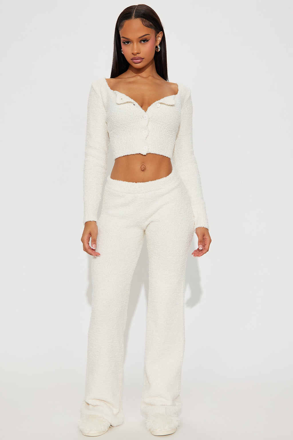Lana Cozy Sweater Pant Set - Cream