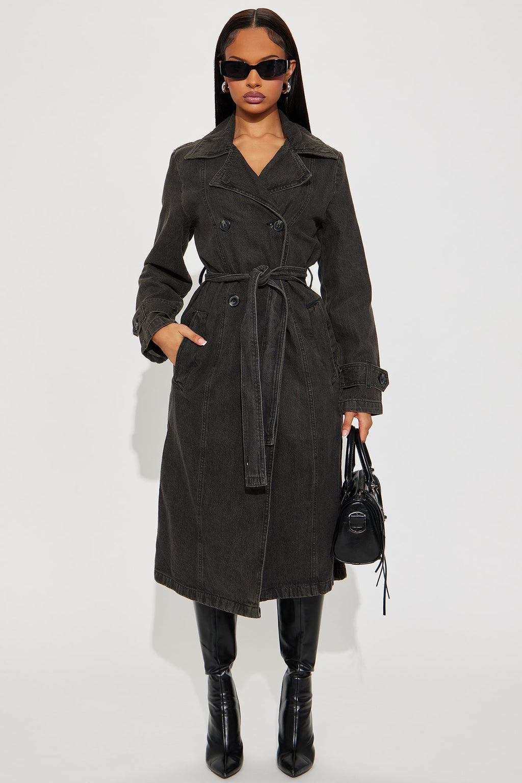 Chicago Denim Trench Coat - Black Wash