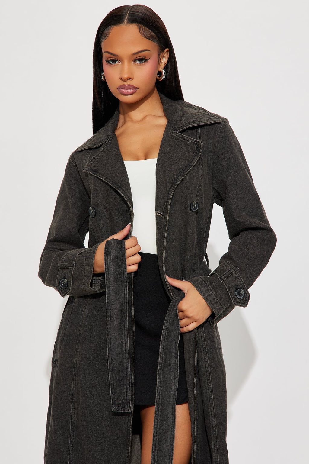 Chicago Denim Trench Coat - Black Wash