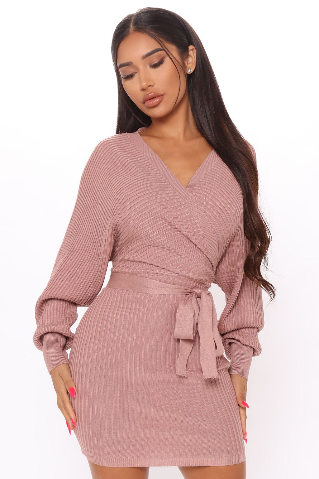 Just Between Us Sweater Dress - Mauve