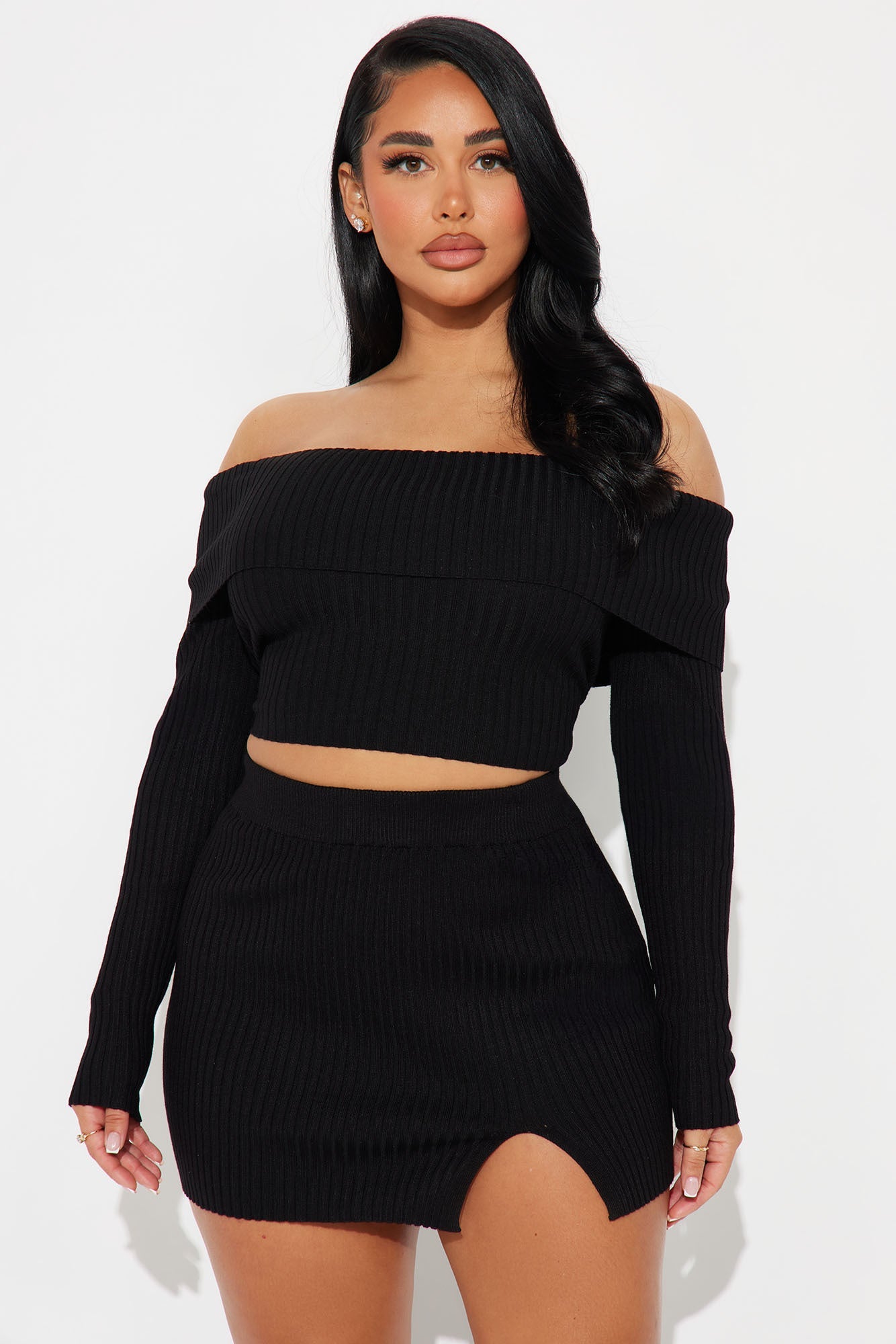 Maybe Tomorrow Sweater Skirt Set - Black