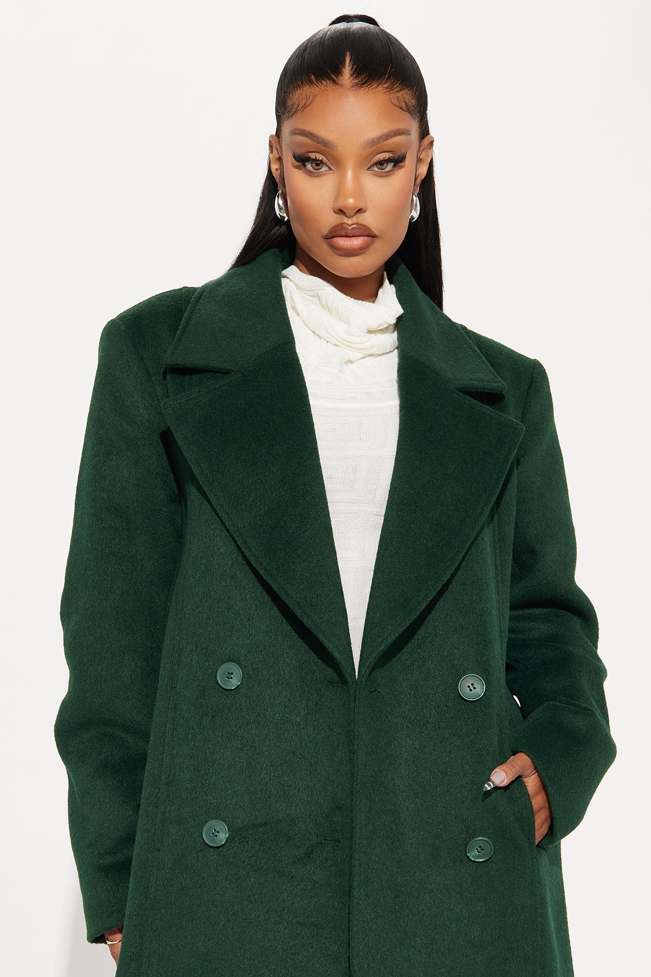 Melonie Wool Trench Coat - Hunter