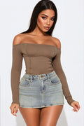 Monnet Ribbed Bodysuit - Chocolate