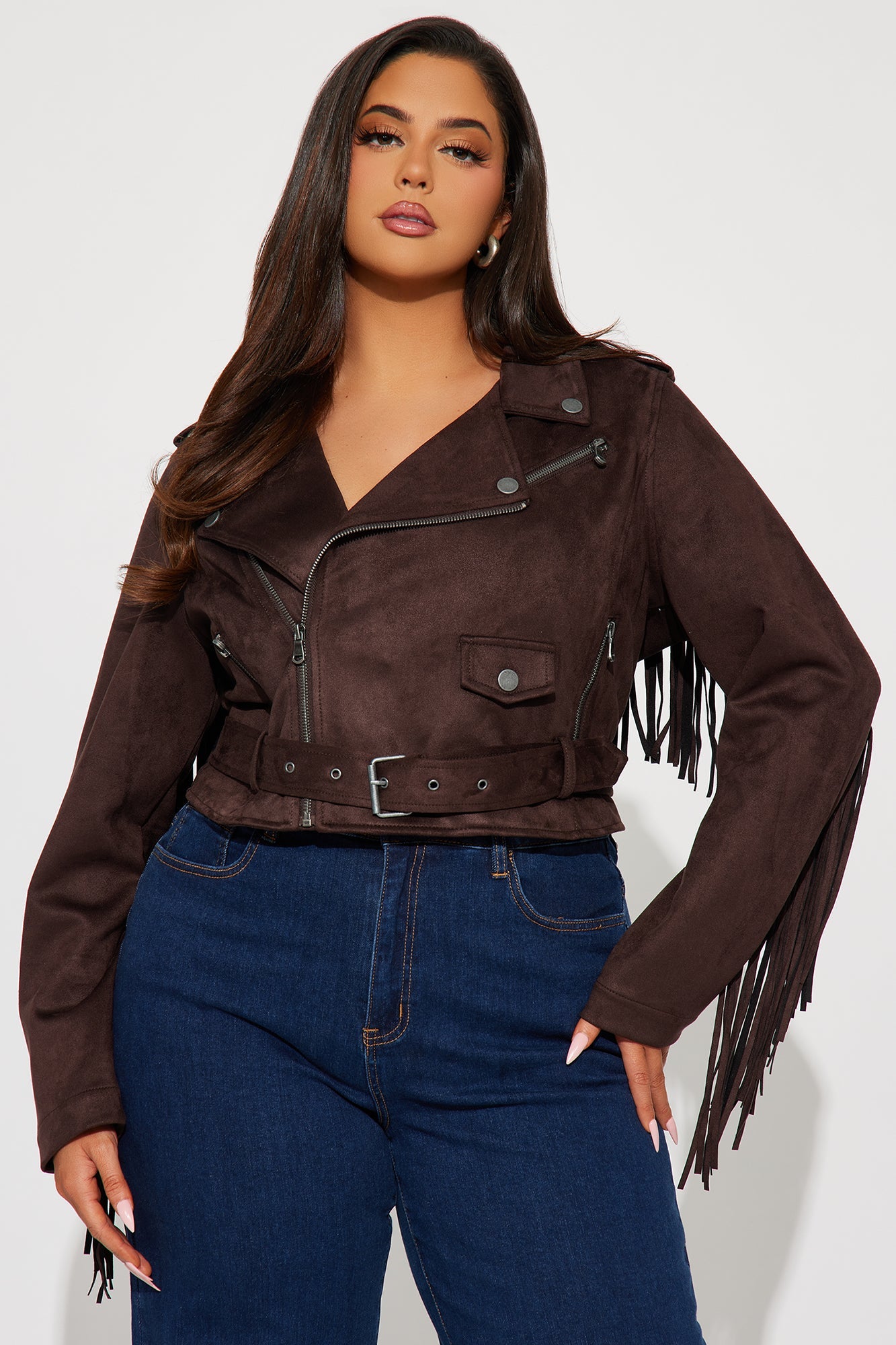 Wild West Connection Fringe Moto Jacket - Brown