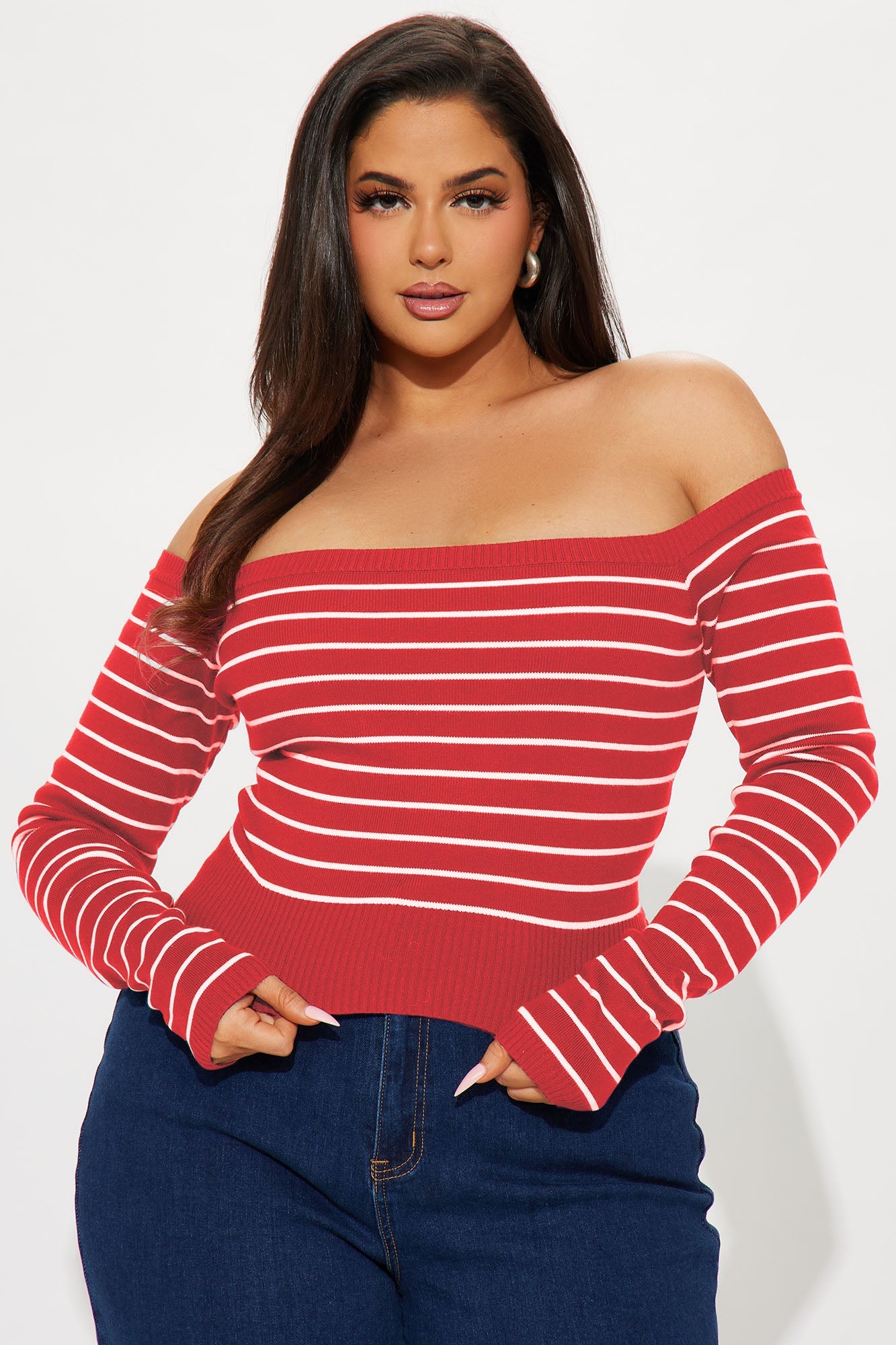Hamptons Weekend Striped Sweater - Red/White
