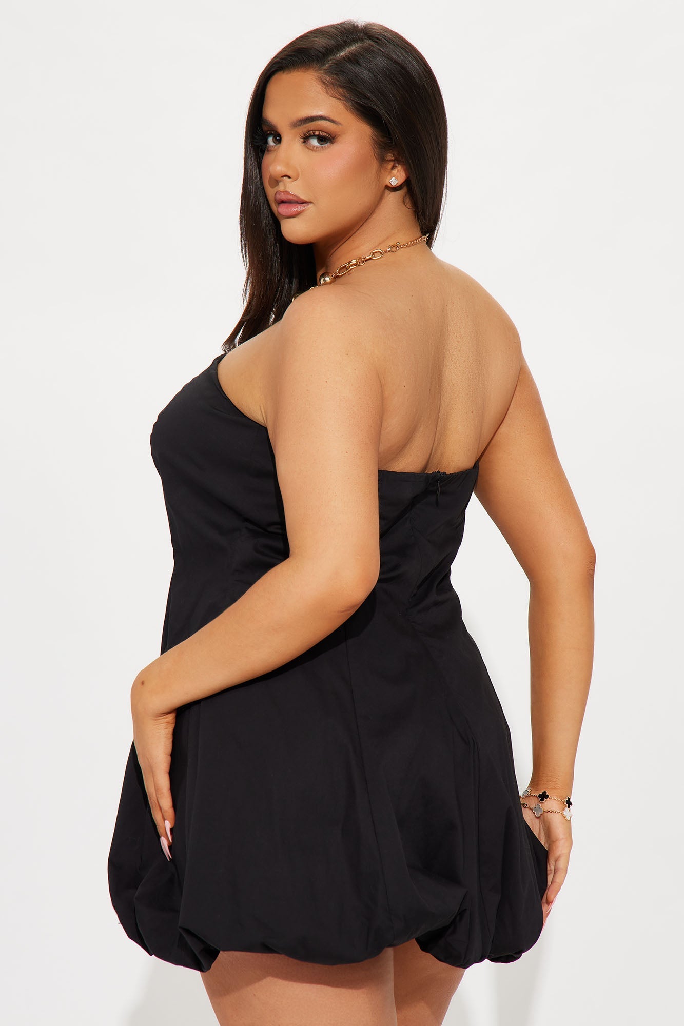 Pretty Tempting Poplin Bubble Mini Dress - Black