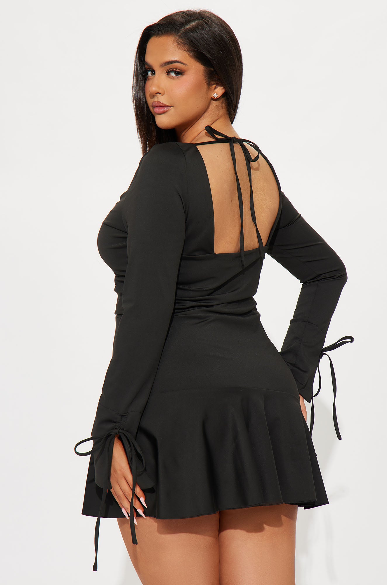 So Perfect Sculpt Ruffle Mini Dress - Black