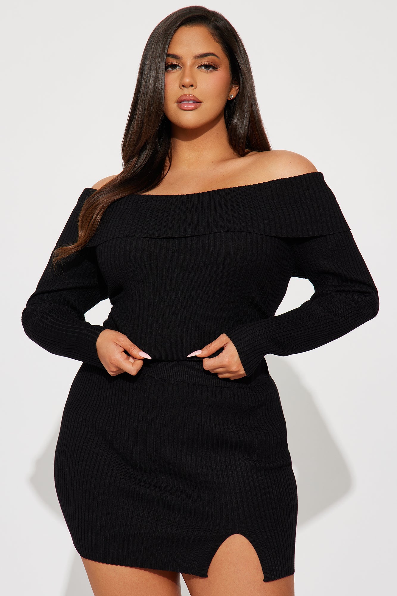 Maybe Tomorrow Sweater Skirt Set - Black