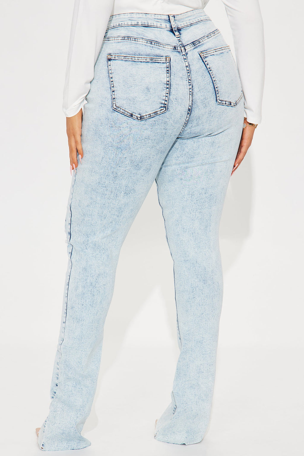 Tall Best Stretch Ripped High Rise Bootcut Jeans - Acid Wash Denim