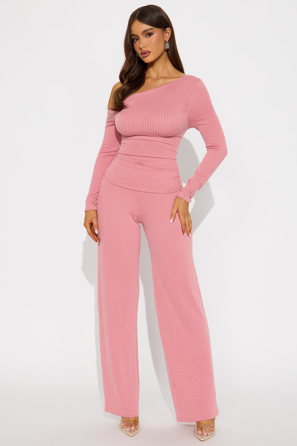 Jennifer Ribbed Pant Set - Rose