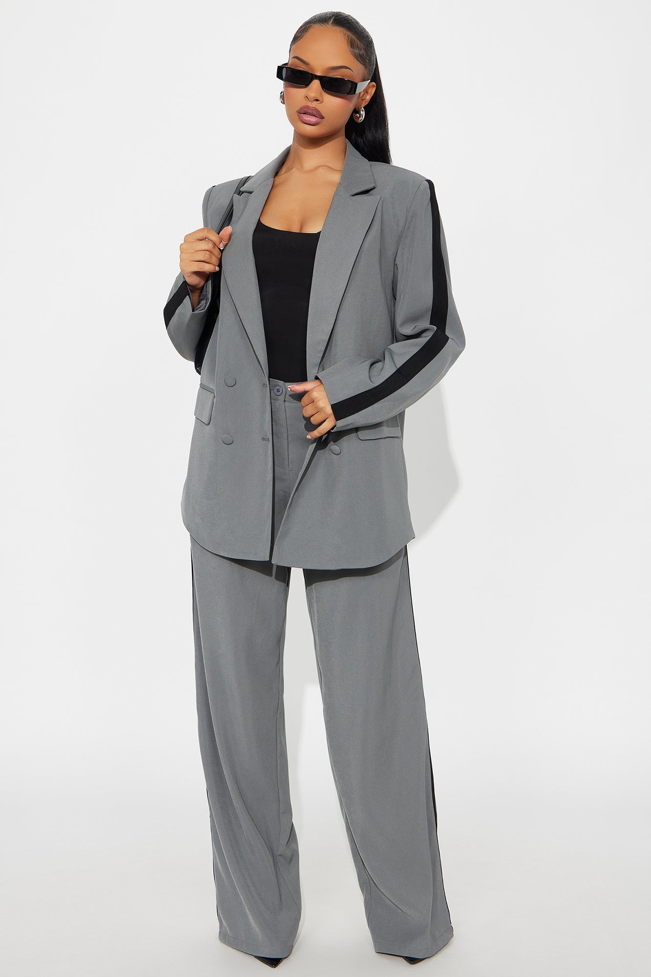 Power Ceo Blazer Pant Set - Grey/Black