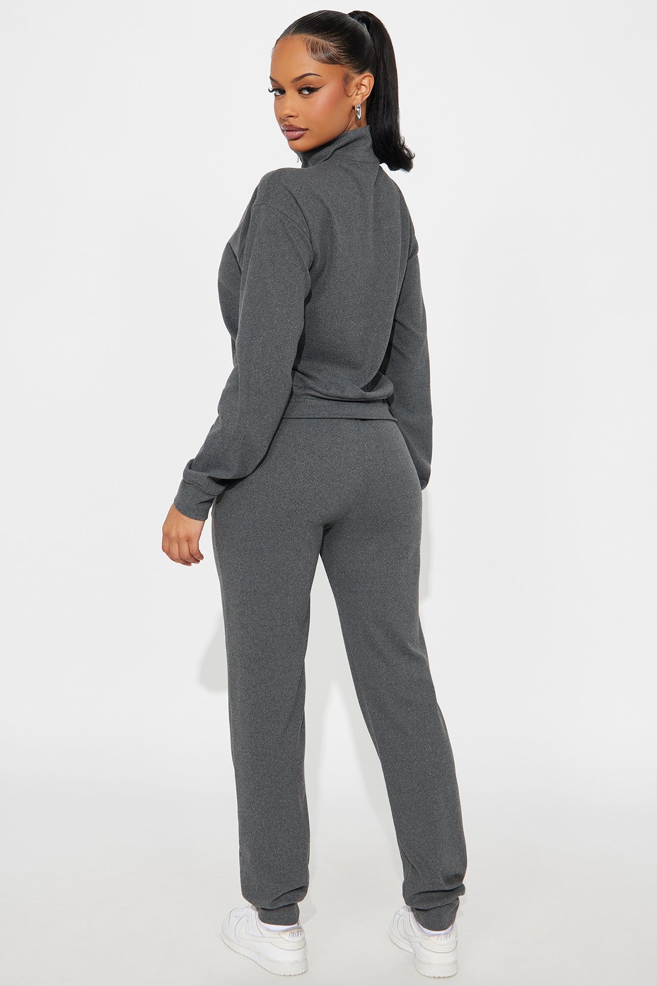 Gianna Ribbed Jogger Set - Heather Grey