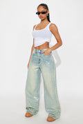 Shine On Tinted Wide Leg Jean - Vintage Wash