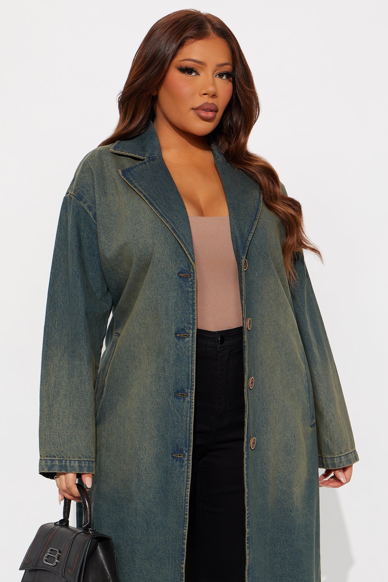 Jade Washed Denim Belted Trench - Vintage Wash