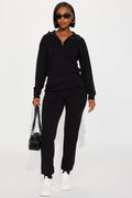 Gianna Ribbed Jogger Set - Black