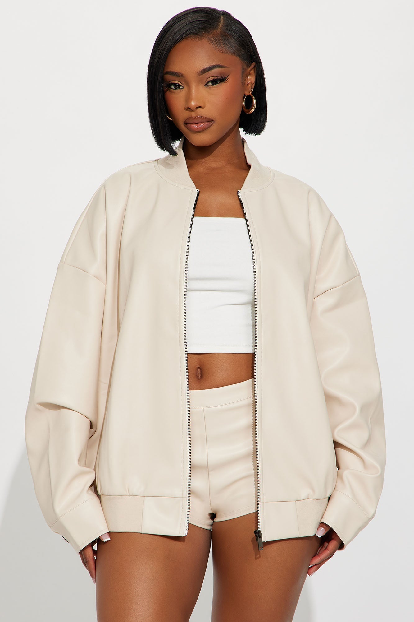 Kelis Oversized Bomber Jacket - Tan