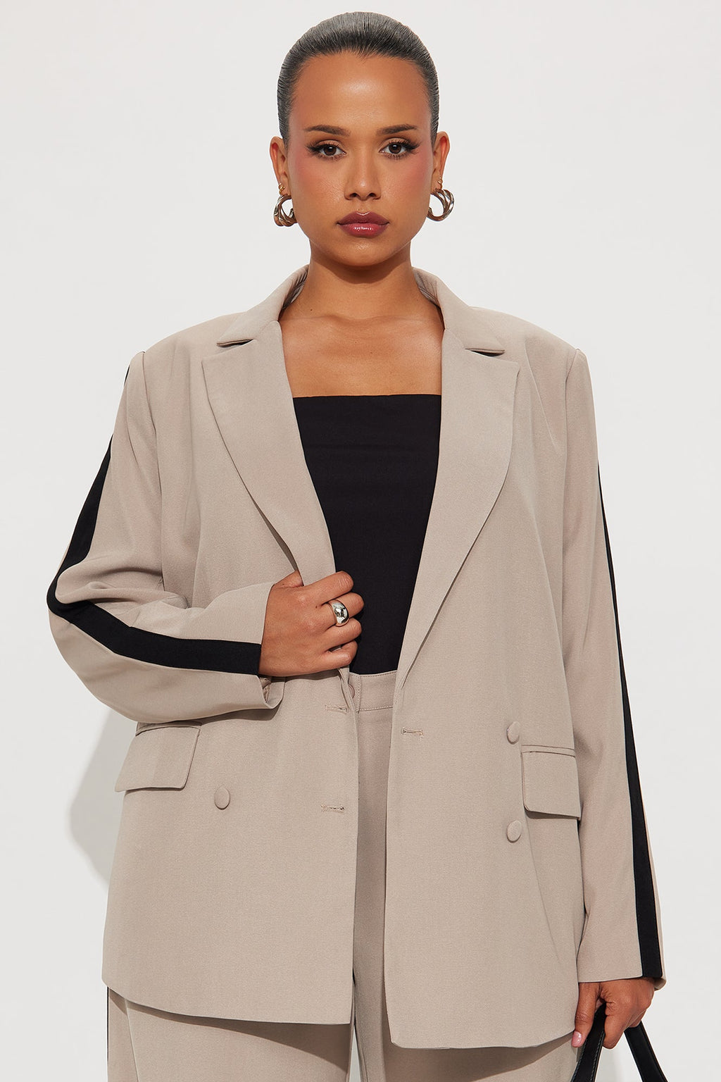 Power Ceo Blazer Pant Set - Taupe/combo