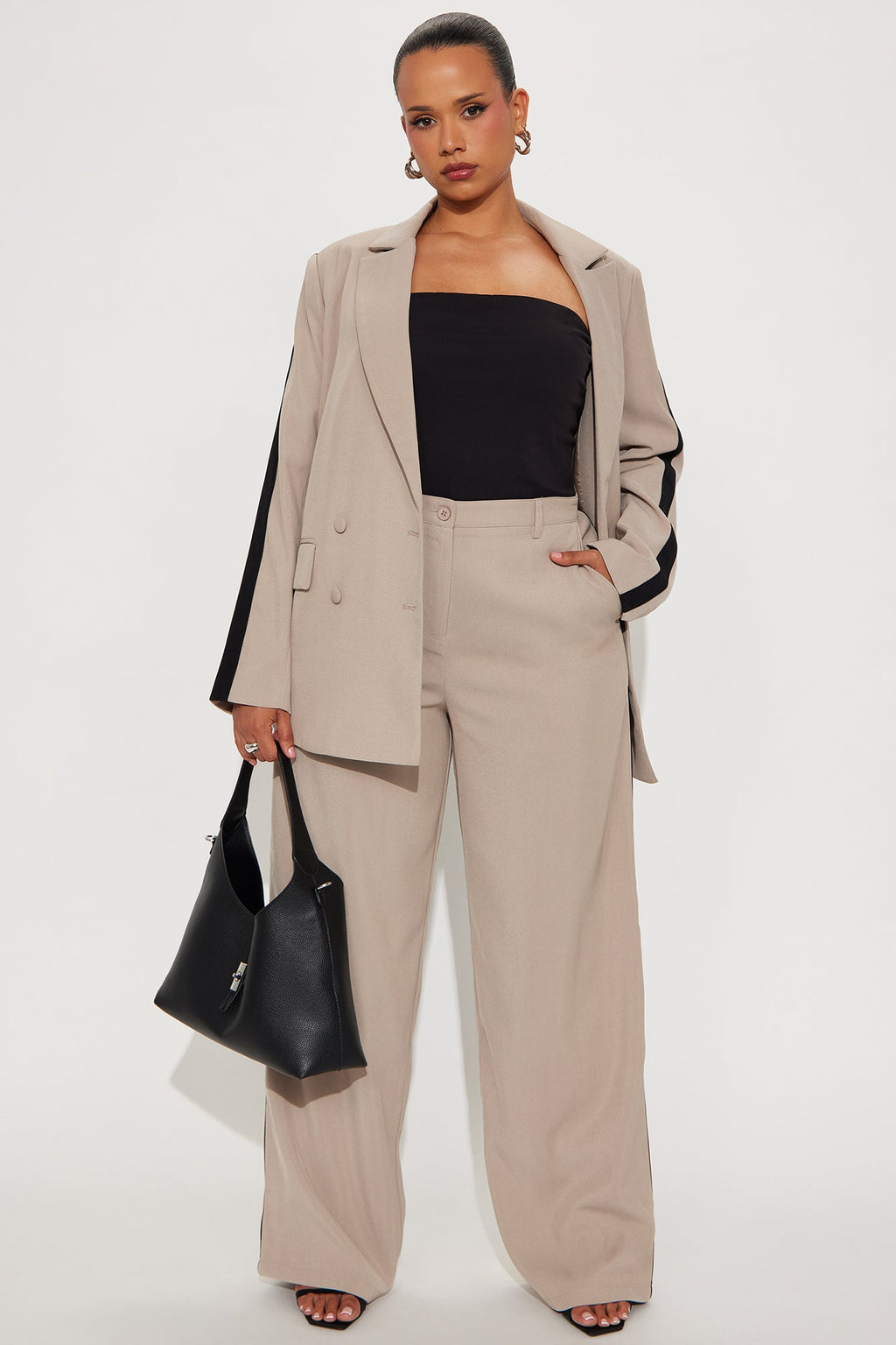 Power Ceo Blazer Pant Set - Taupe/combo