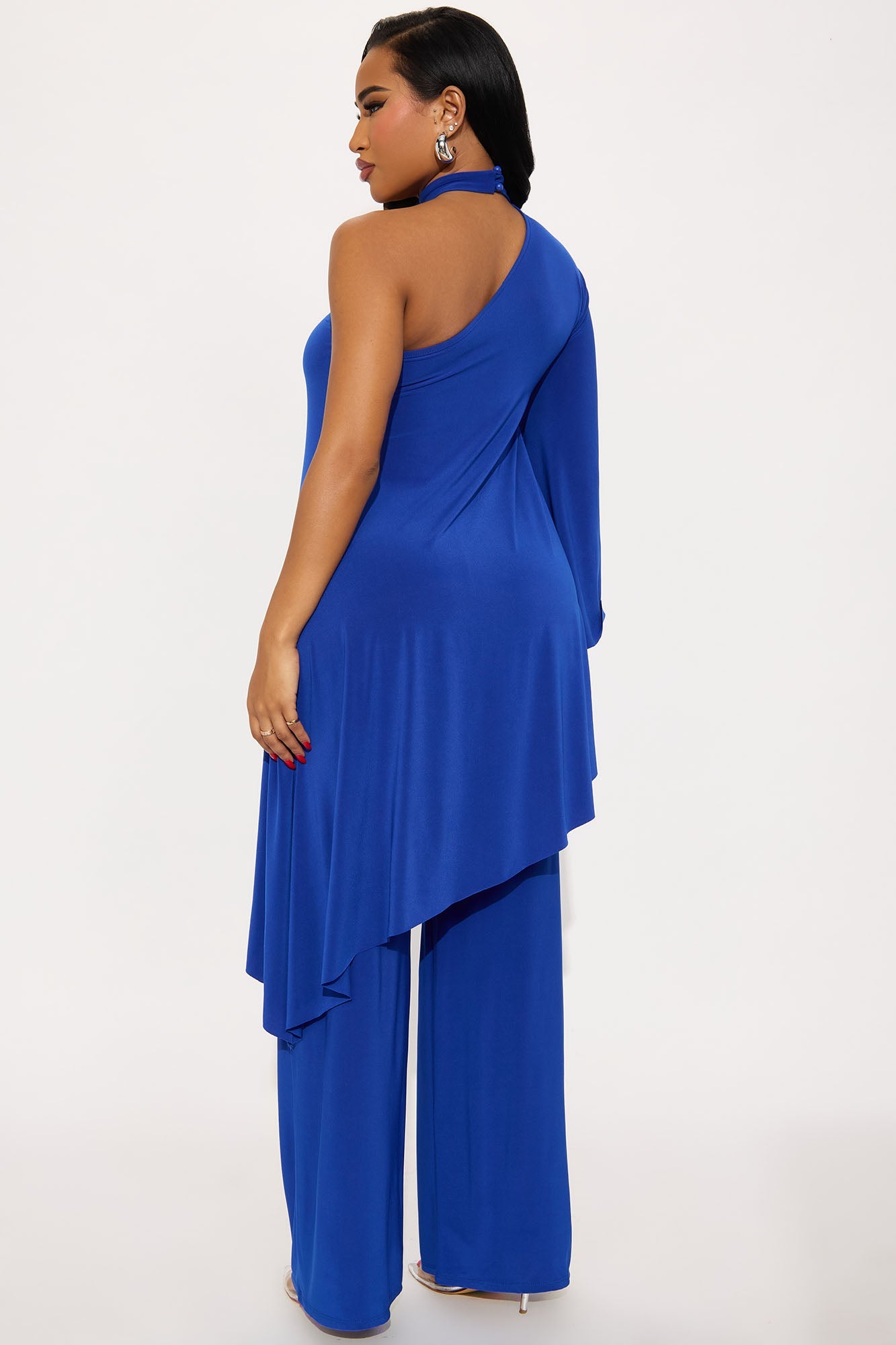 Draped Devotion One Shoulder Pant Set  - Royal