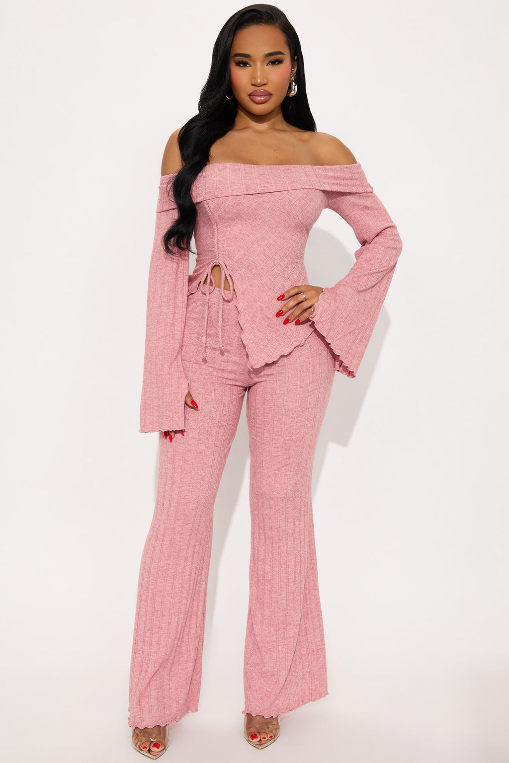 Kaia Off Shoulder Pant Set - Mauve