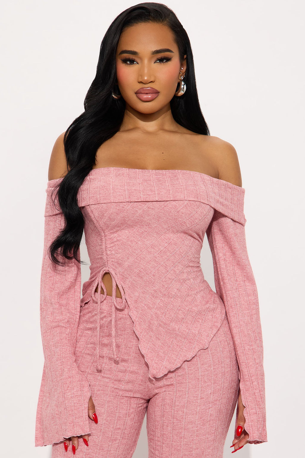 Kaia Off Shoulder Pant Set - Mauve