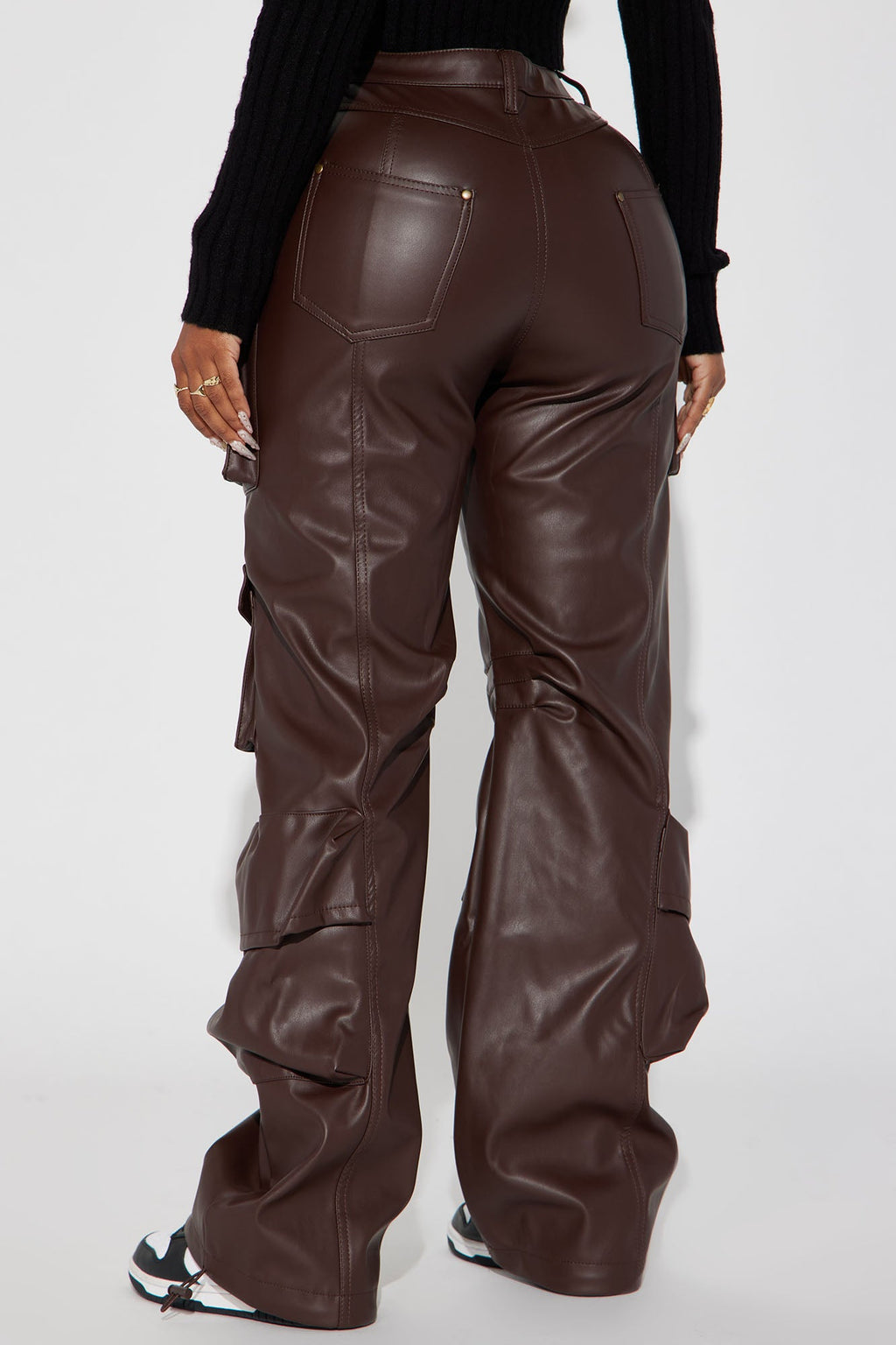 City Is Mine Faux Leather Cargo Pant - Chocolate