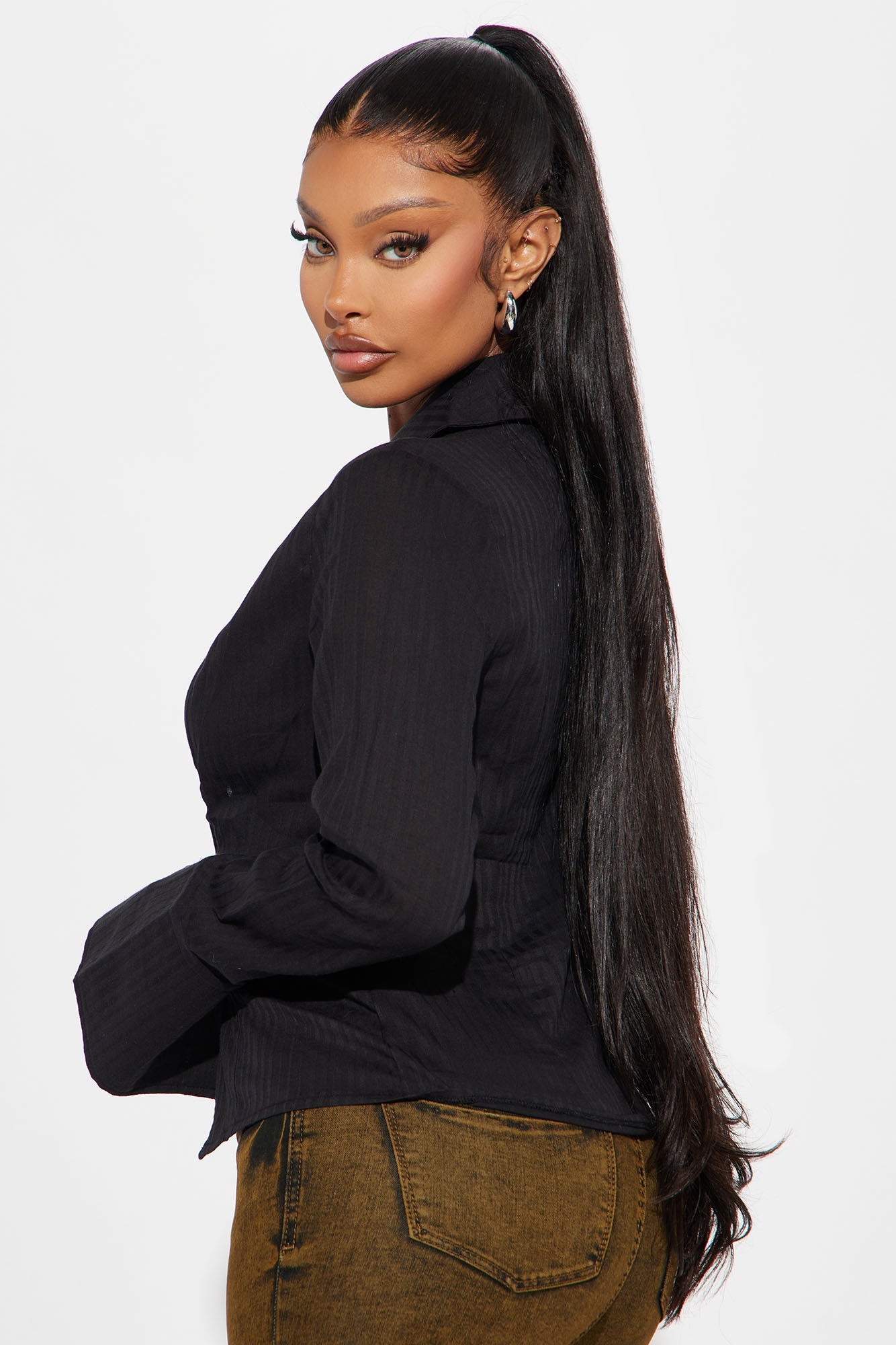 Ophelia Bell Sleeve Blouse Top - Black