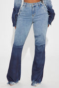 Out Of Reach Ombre Straight Leg Jeans - Medium Wash