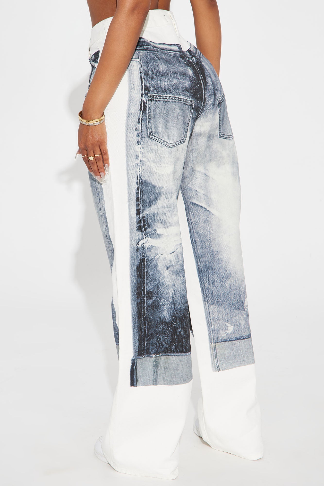 Perfect Illusions Denim Printed Straight Leg Jeans - White