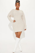 Bookworm Sweater Mini Dress - Oatmeal