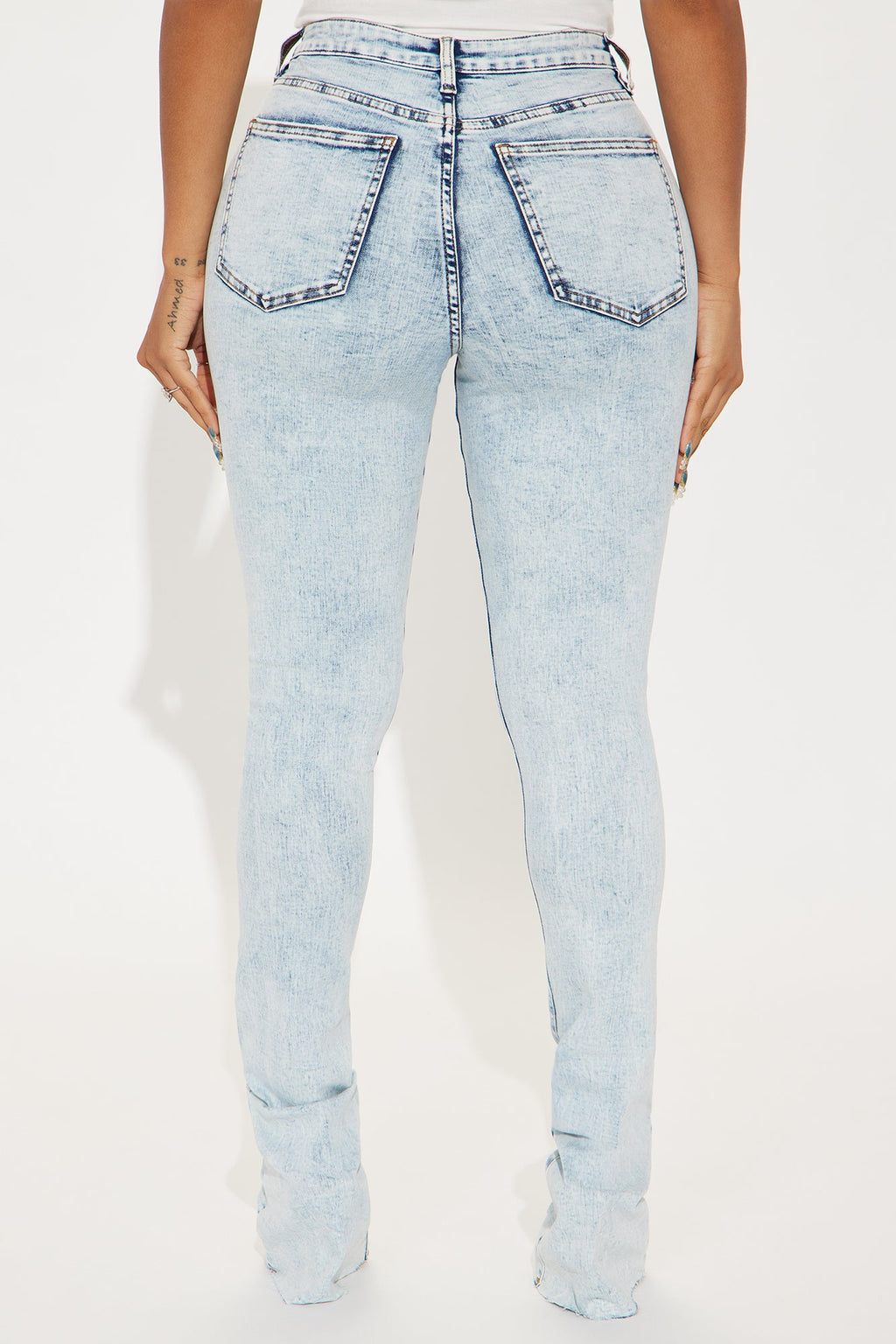 Tall Best Stretch Ripped High Rise Bootcut Jeans - Acid Wash Denim