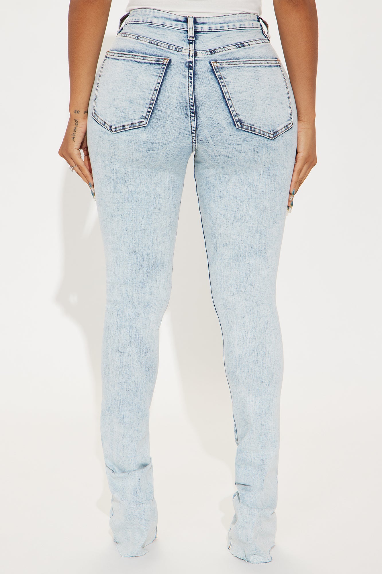 Tall Best Stretch Ripped High Rise Bootcut Jeans - Acid Wash Denim