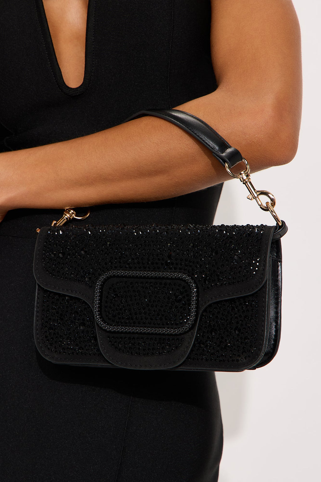 Lucky For You Rhinestone Clutch - Black