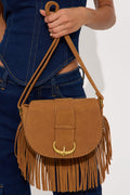 Fly Me Out Fringe Shoulder Handbag - Cognac