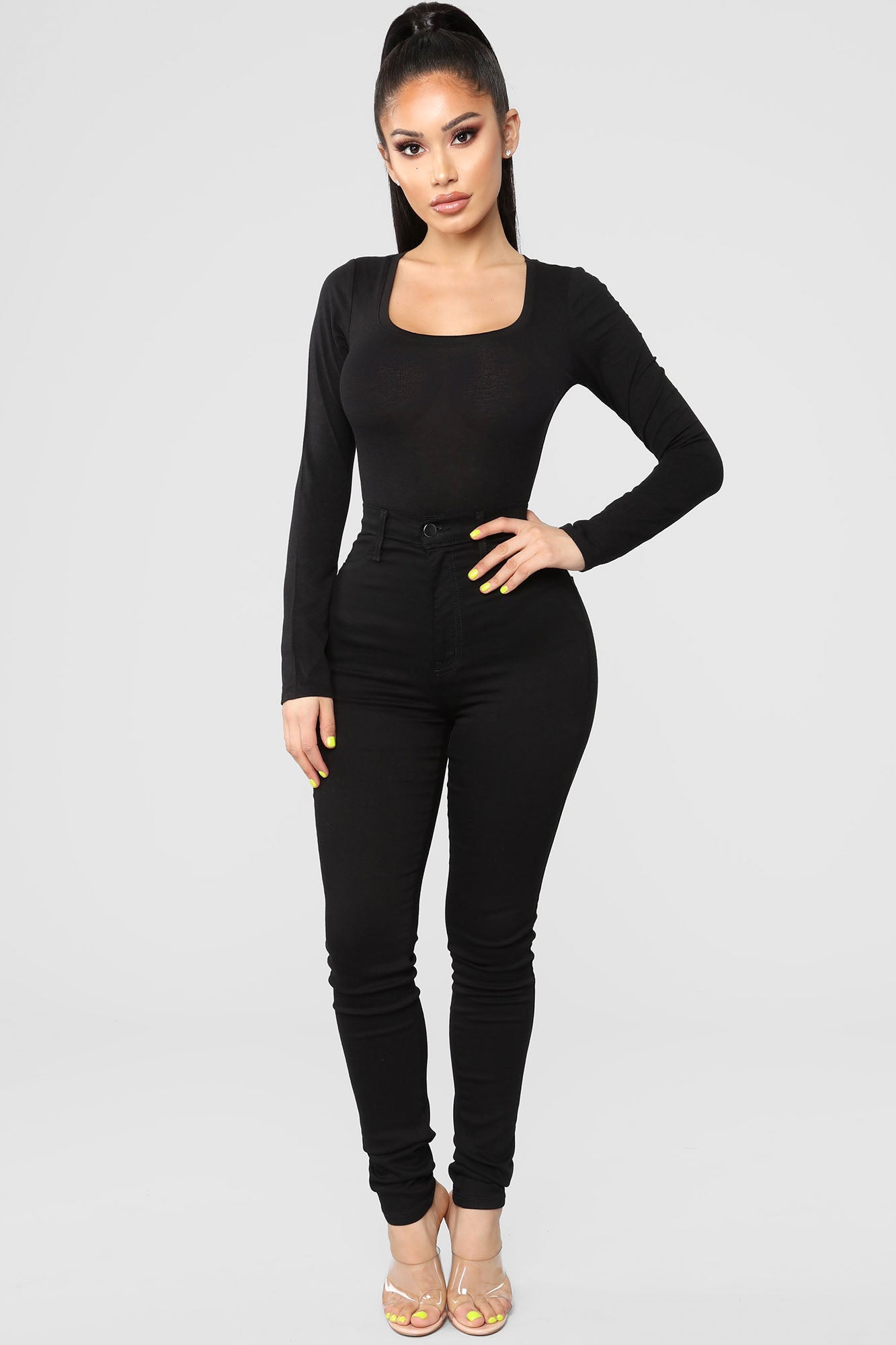 Briana Long Sleeve Top - Black
