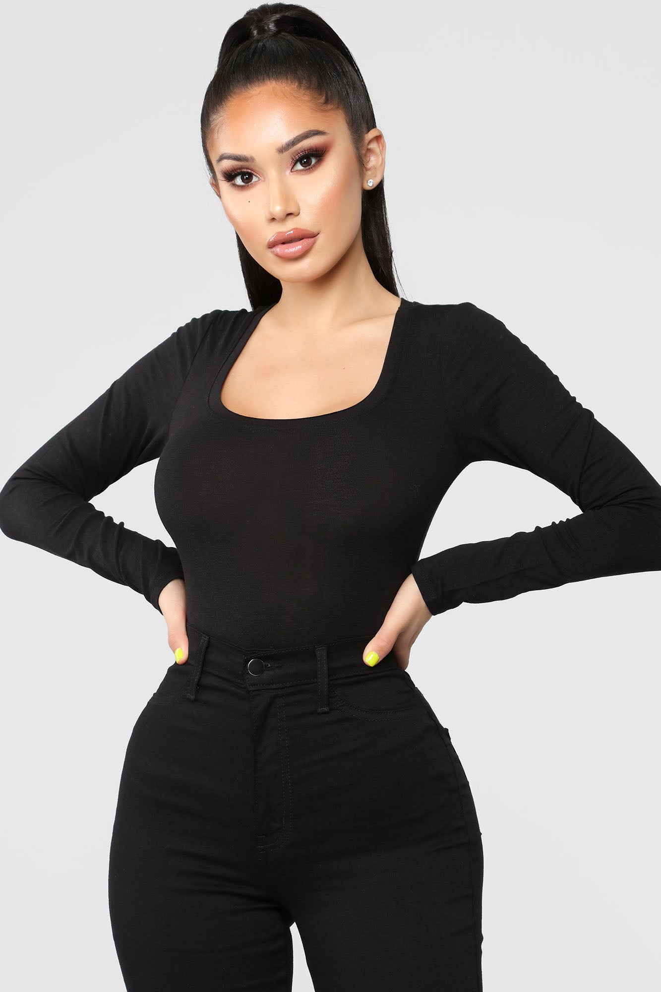 Briana Long Sleeve Top - Black