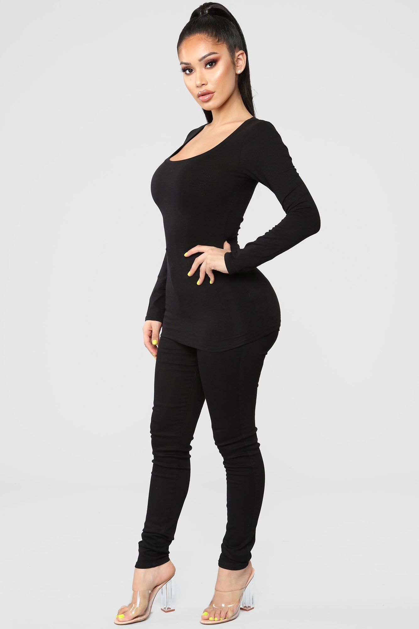Briana Long Sleeve Top - Black