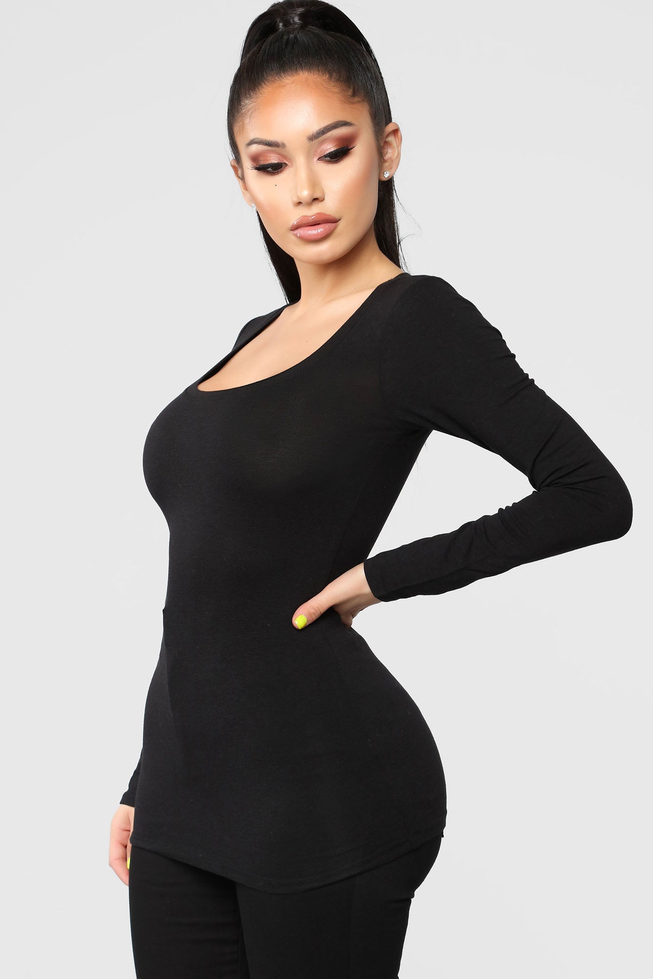 Briana Long Sleeve Top - Black