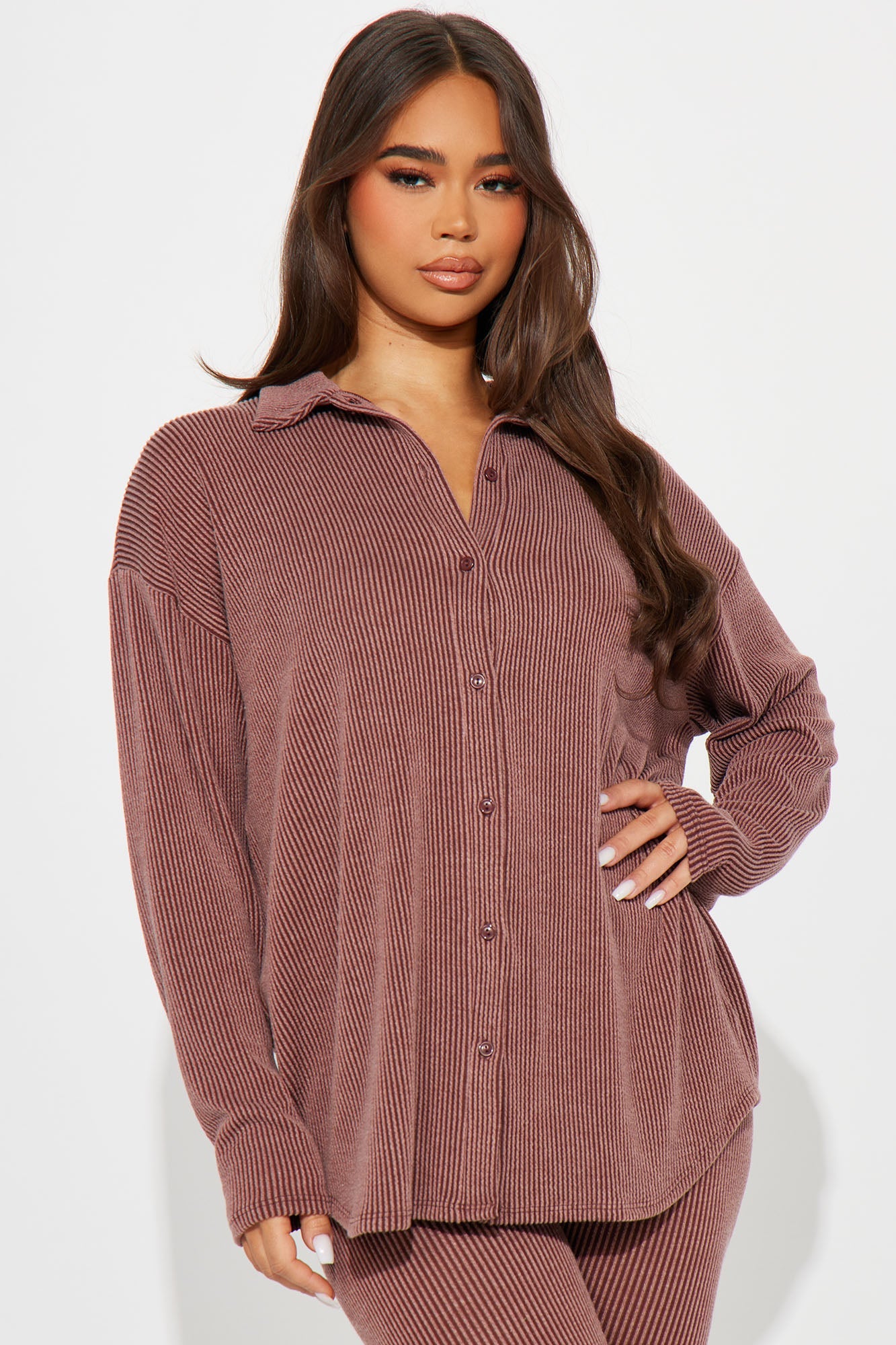 Maddie Ribbed Legging Set - Brick Red