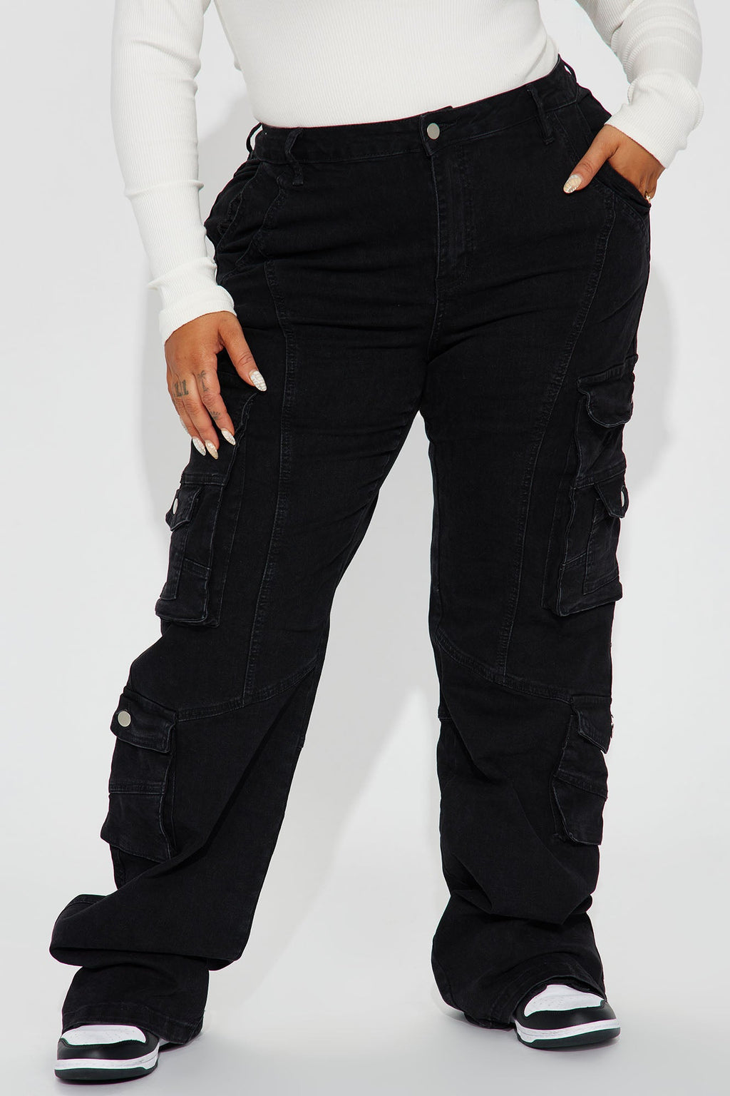 Tall Mulholland Drive 90's Cargo Straight Leg Jeans - Black Wash