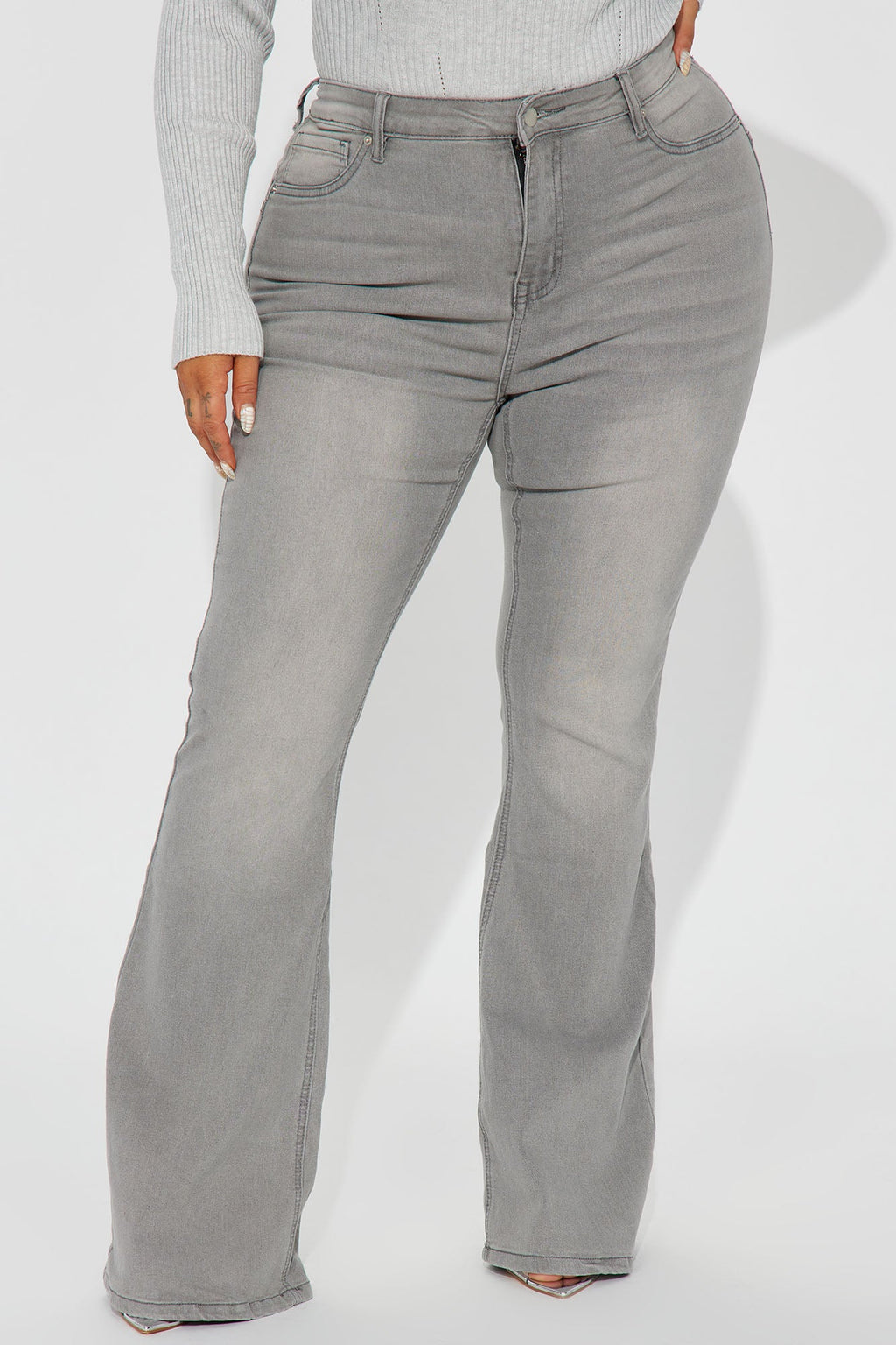Audrey Booty Lifting Stretch Flare Jeans - Grey