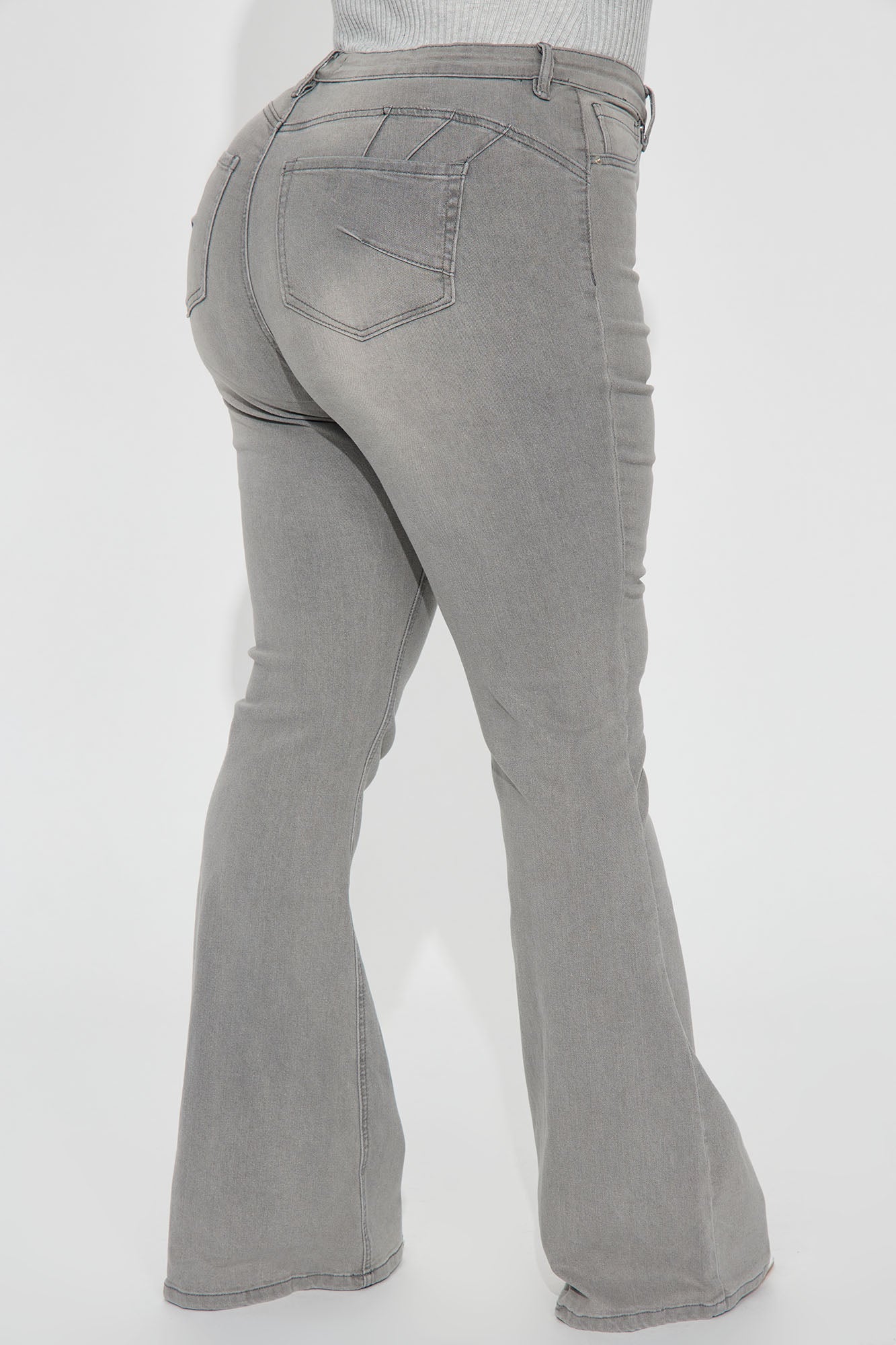 Audrey Booty Lifting Stretch Flare Jeans - Grey