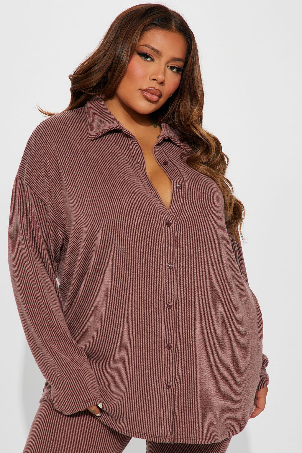 Maddie Ribbed Legging Set - Brick Red