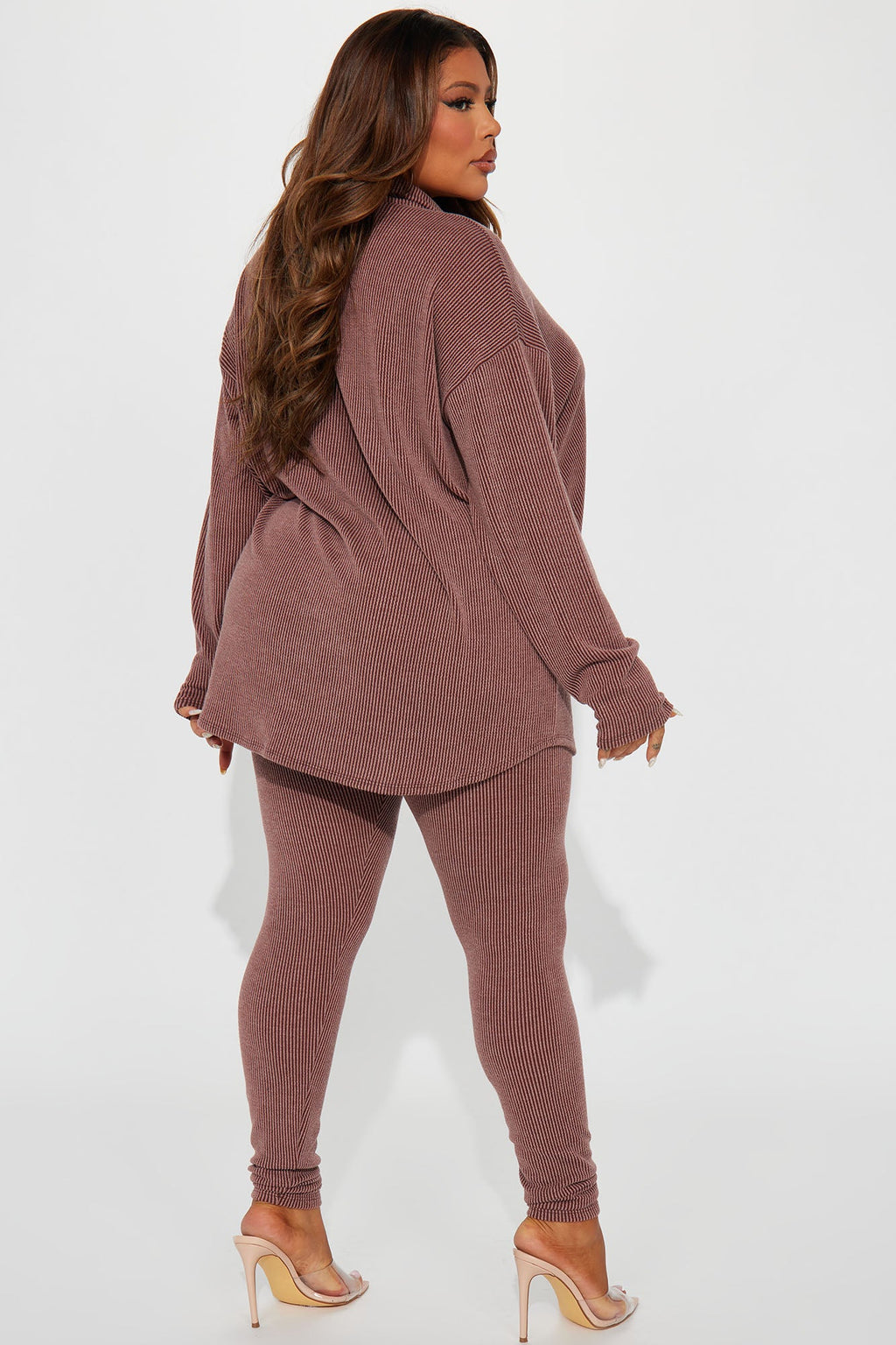 Maddie Ribbed Legging Set - Brick Red